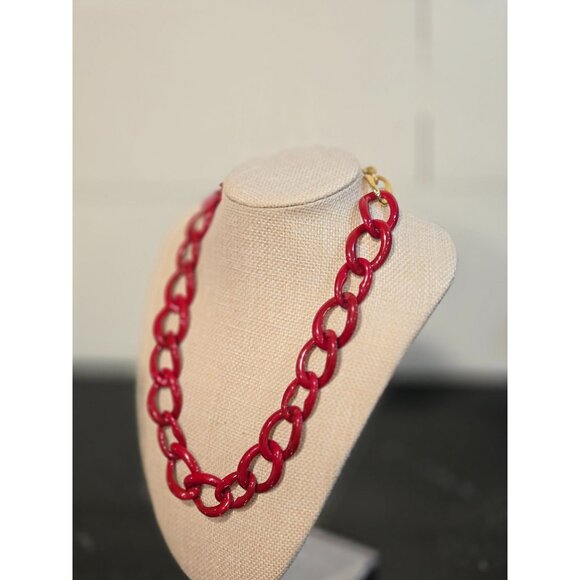 Monet Chain Necklace Vintage Red Gold Tone signed Jewelry - Picture 4 of 8